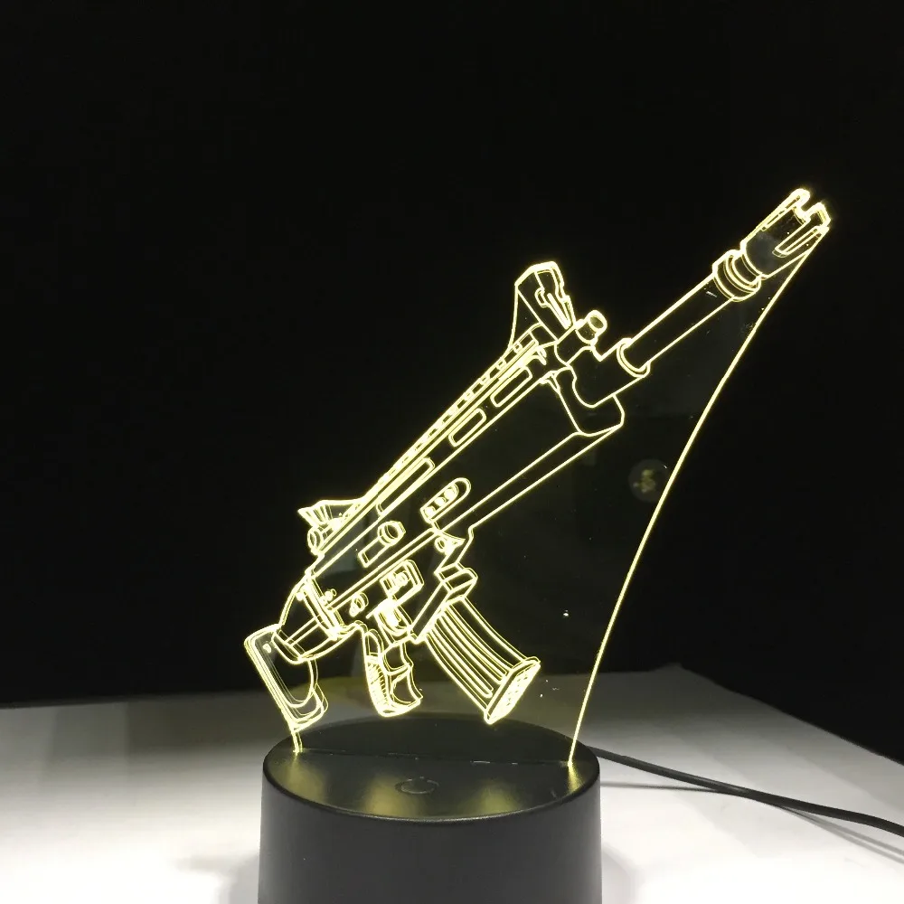 Шрам пистолет сувенир 7 цветов Сенсорная настольная лампа светильник 3D
