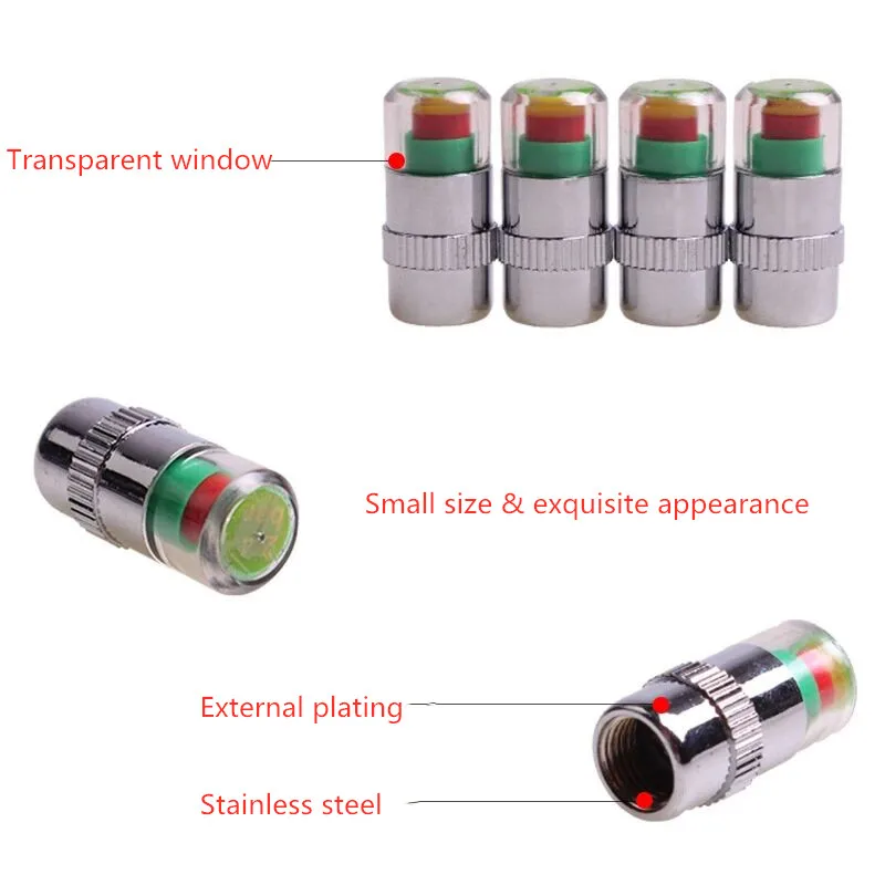 4PCS 2.4Bar 30PSI Car Auto Tire Pressure Monitor Valve Stem Caps Sensor Indicator Eye Alert Diagnostic Tools Kit | Автомобили и