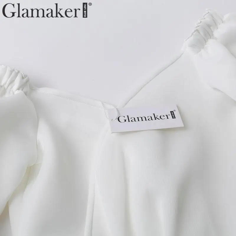 Glamaker Элегантное длинное вечернее платье с открытыми плечами, вечернее Женское зимнее платье, белое винтажное платье vestidos