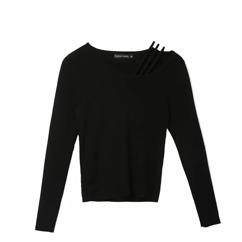 2019 сезон: весна–лето джемпер свитер пикантные трикотажный пуловер длинный рукав