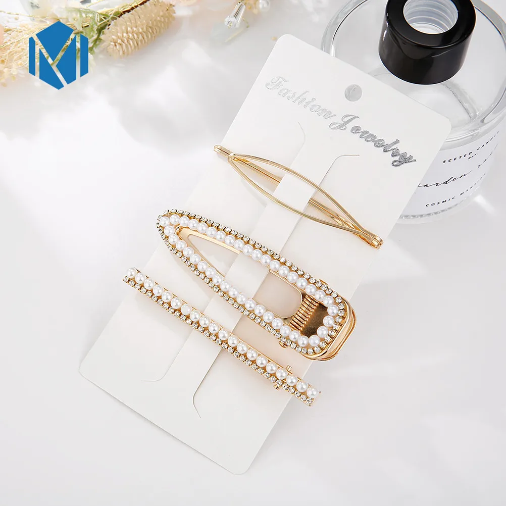 3pcs P INS Модный корейский жемчужный металлический набор заколок для волос, заколка для волос с бантом, заколка для волос, головной убор, Женские аксессуары для волос, красивые стильные инструменты - Цвет: 3pcs P