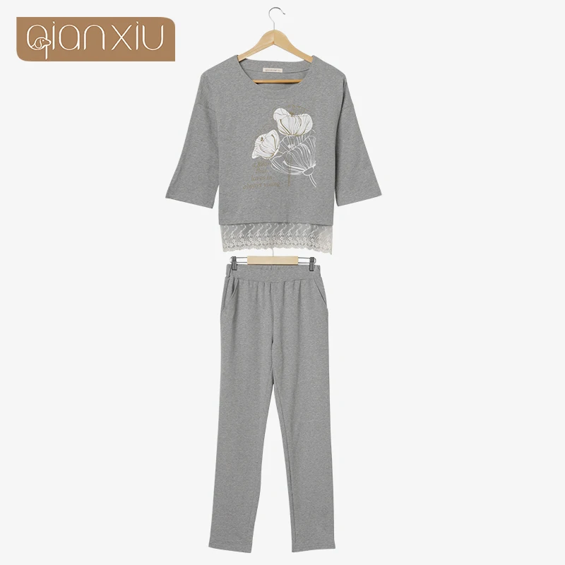 Qianxiu пижамы новый стиль для женщин 95% хлопок с цветком и кружева|style pajamas|pajama stylepajamas