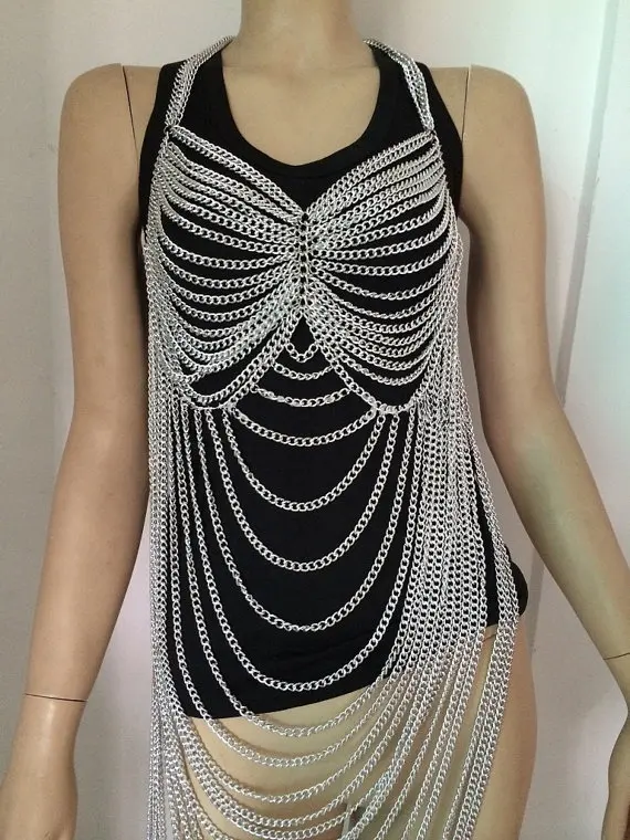 Женское цельнокроеное платье с цепочкой и костюм для выступлений|necklace ring|costume