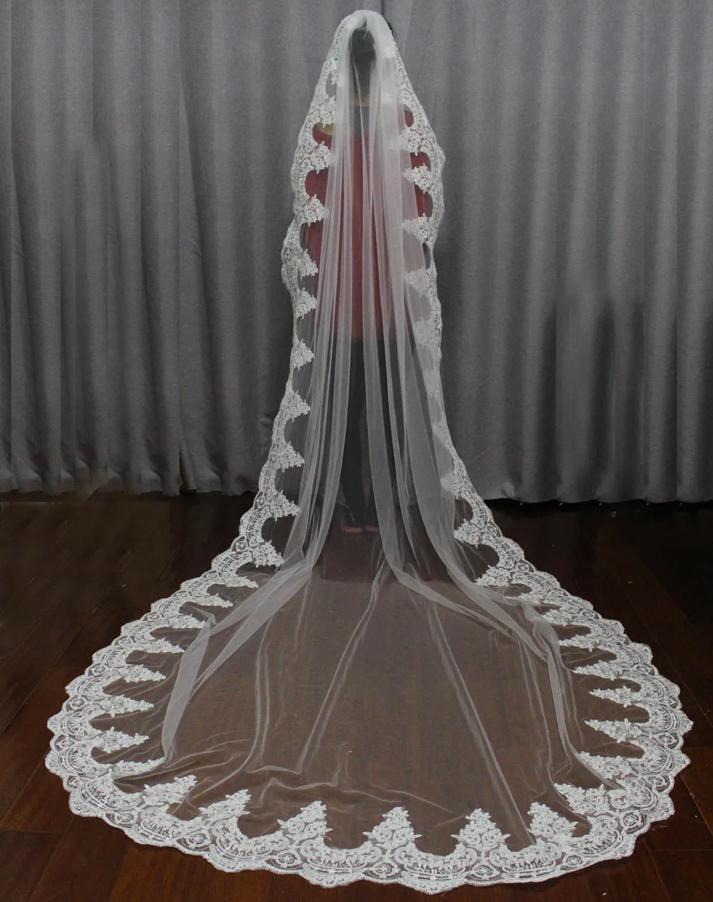 Новинка реальные фотографии 3 метра кружевная кромка один слой длинная Соборная