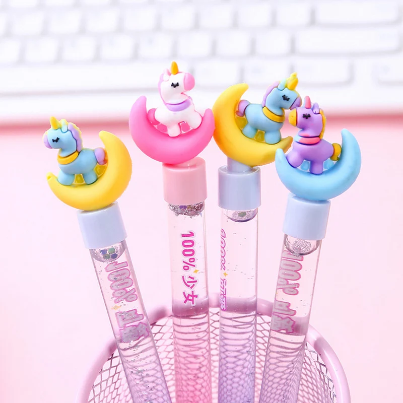 Cartoon unicorn moon gel pen black ink writting pens canetas material escolar kawaii staitonery paperlaria school supplies | Канцтовары