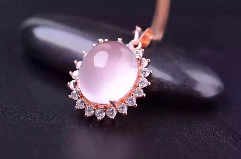 Натуральный розовый кварц ювелирное изделие из драгоценных камней комплект