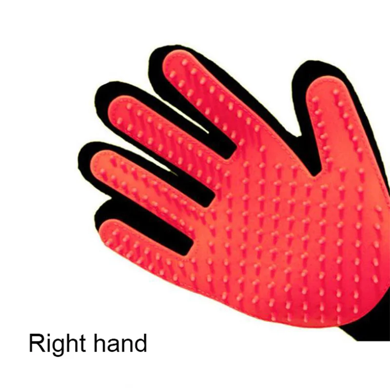 Red-Right hand Дропшиппинг, перчатки для ухода за кошками, для удаления шерсти собак, Мягкая силиконовая щетка для чистки, аксессуары для уборки, туалетные принадлежности gant - Цвет: Red-Right hand