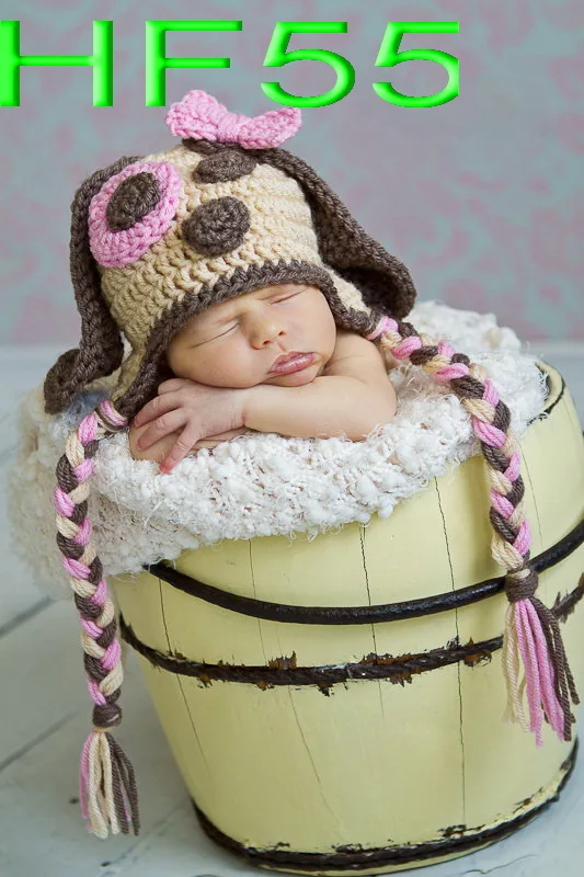 

free shipping, Children's Earflap Hat ,Crochet Dog Hat, Toddler Animal Hat, 100% cotton Crochet Baby caps
