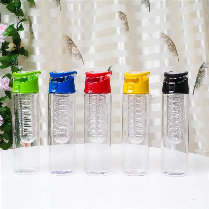 BPA бесплатные пластиковые бутылки для воды Велоспорт Спорт Фрукты Заварки бутылка для лимона сок велосипед Флип крышка контейнер