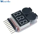 Индикатор напряжения литий-ионного аккумулятора 1-8S 2 в 1 тестер низкого напряжения зуммер сигнализация для радиоуправляемого автомобиля лодки светодиодный 3,7-30 в двойной динамик