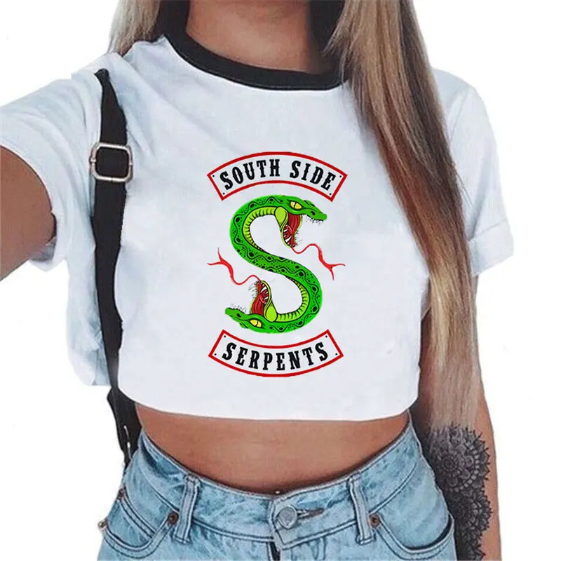 Ханука &quotSouth Side Serpents&quot с принтом белый укороченный Топ Модные женские ботинки