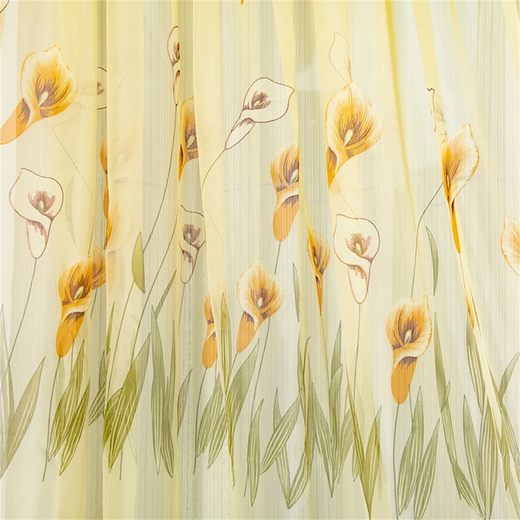 1 ткань современный Daffodil цветок тюль шторы занавеска для разделения комнат комнаты s Для Гостиная украшения дома 100x130 см