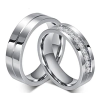 gaxybb 1 pair wedding band set cz jewelry couple rings for men and women jewellery silver color high polishing no fade