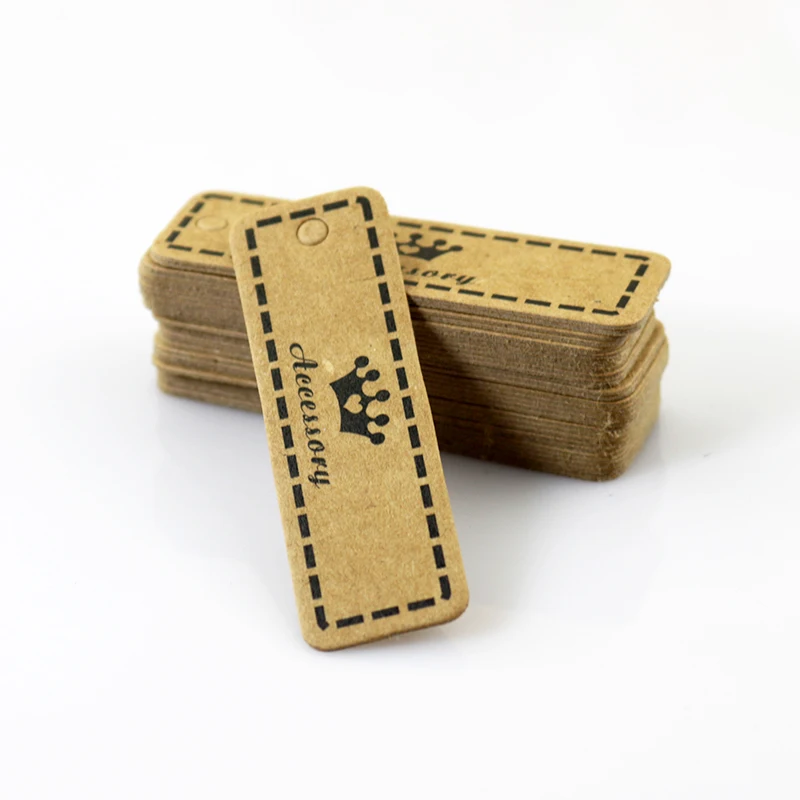 

Wholesale 200Pcs/lot Brown Kraft Paper Card 1.5x4.8cm Cardboard Hang Tags Rectangle Shape Jewelry Display Card Price Label Tag