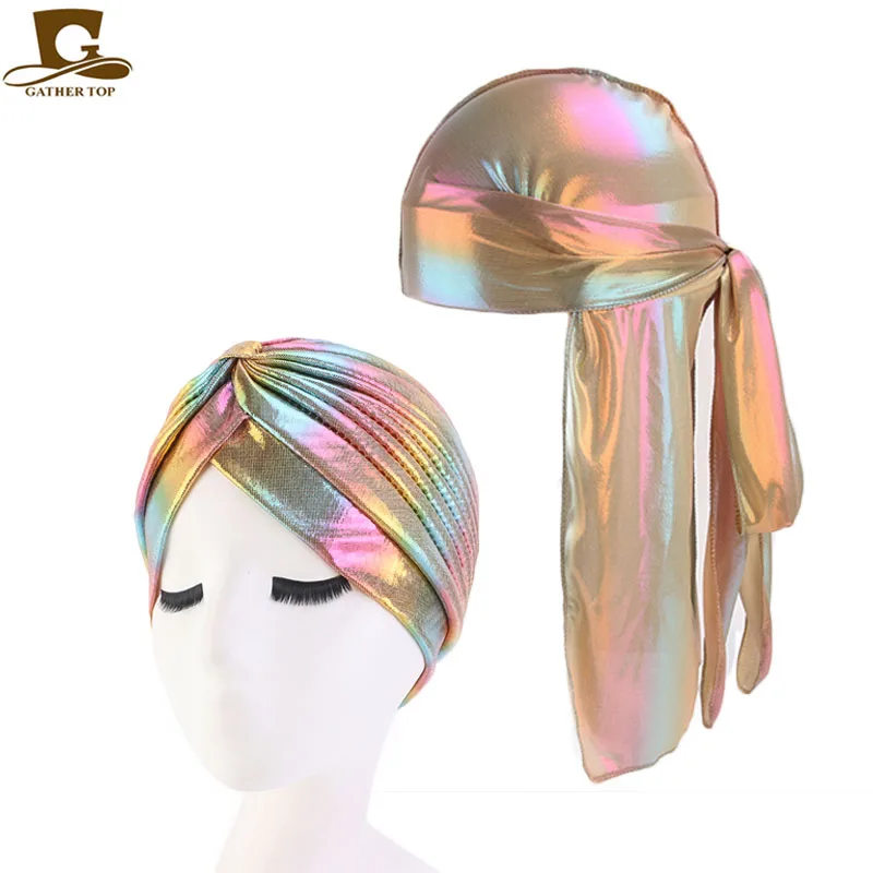 Модная мужская блестящая шелковая бандана Durag 2 шт./лот головные уборы красочная