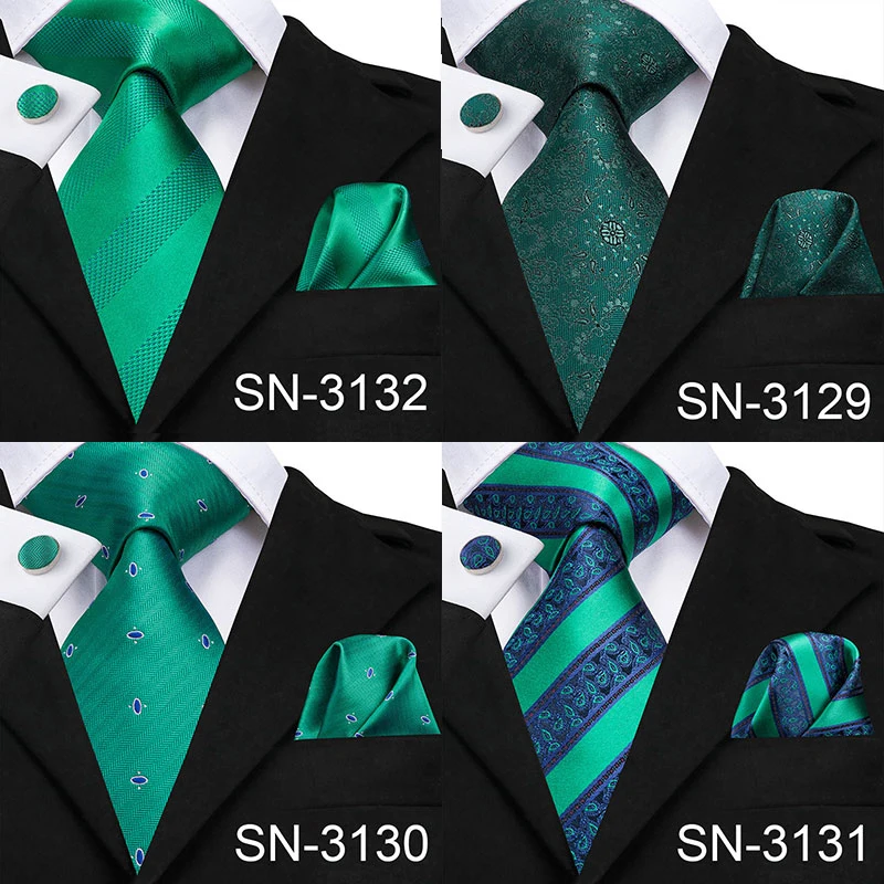 Hi Tie новый зеленый Шелковый мужской галстук для мужчин 8 5 см классический набор