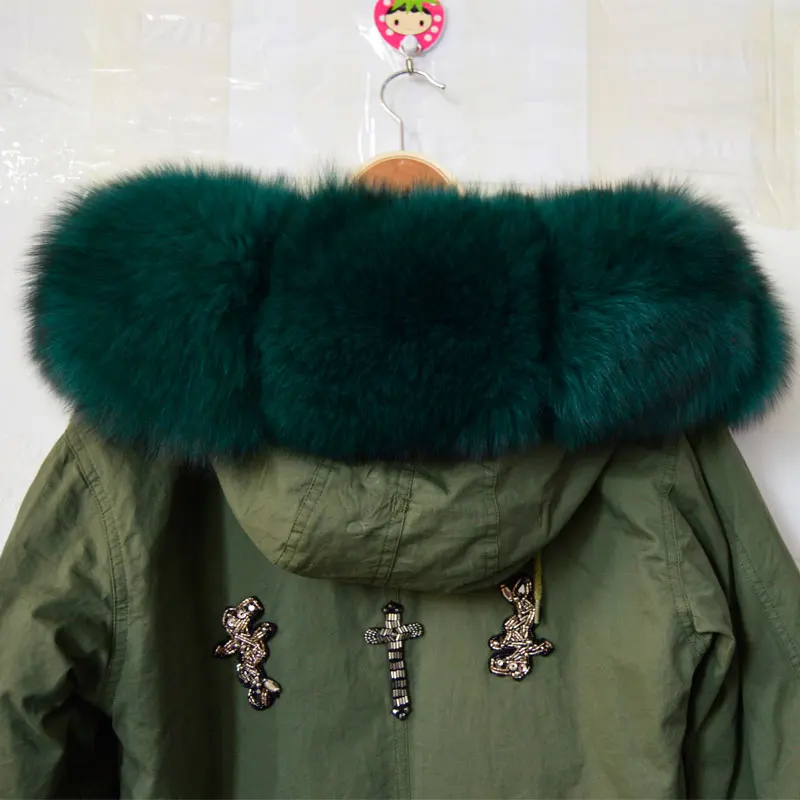 Длинная меховая парка Eleagnt с лисьим мехом Кроликом искусственным внутри