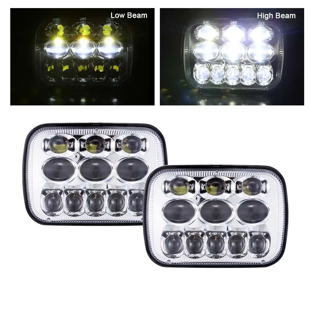 69W Silver 5X7 7X6 дюймов прямоугольный морской Светодиодный луч светодиодный фары с DRL Для Jeep Cherokee XJ H6014 H6052 H6054 светодиодный 1 пара - Цвет: 69W Silver