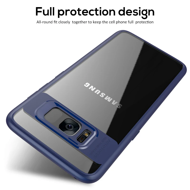 For Samsung S8 Plus Case Topk Ultra-thin Anti-drop Clear Tempered Glass &amp Silicone 2-IN-1 Phone for Galaxy |