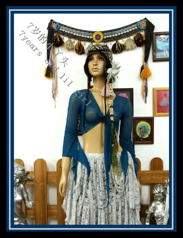 Топ для танца живота Прозрачная Тонкая расклешенная блузка 7 дюймов CF55