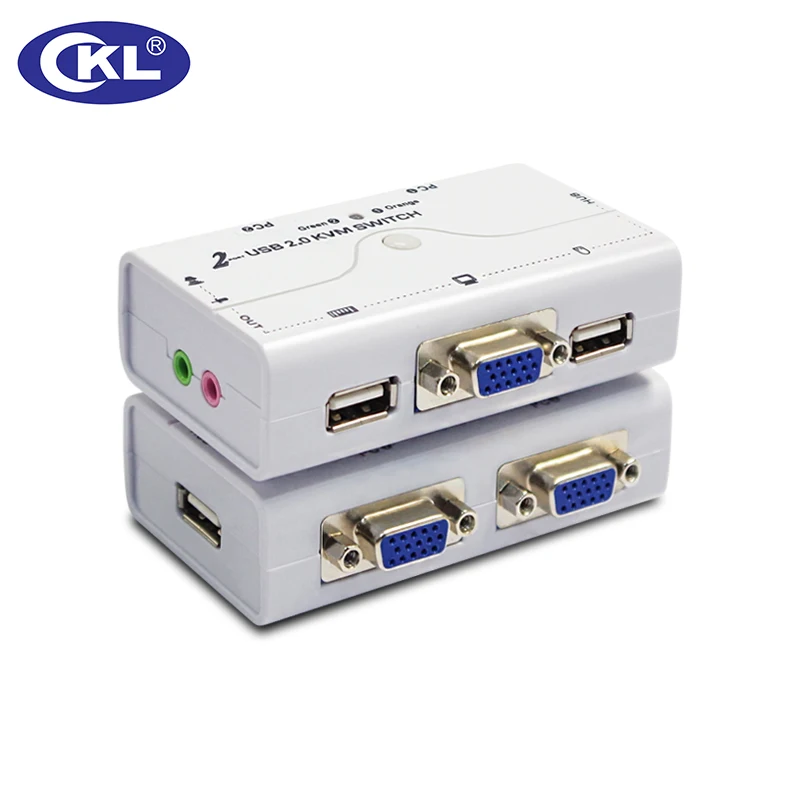 KVM переключатель VGA 2 порта USB 0 с кабелями поддержка аудио микрофон принтер сканер