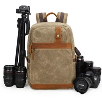 professional dslr waterproof batik canvas camera backpack large capacity travel photography bag video photo tripod case