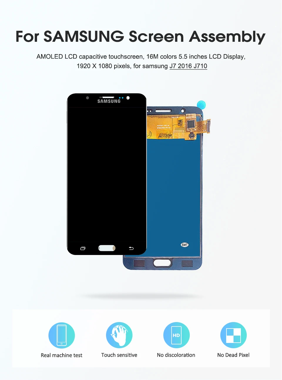 Протестирован для samsung Galaxy J7 J710FN J710F J710M J710 ЖК-дисплей сенсорный экран дигитайзер Регулируемая яркость сборка