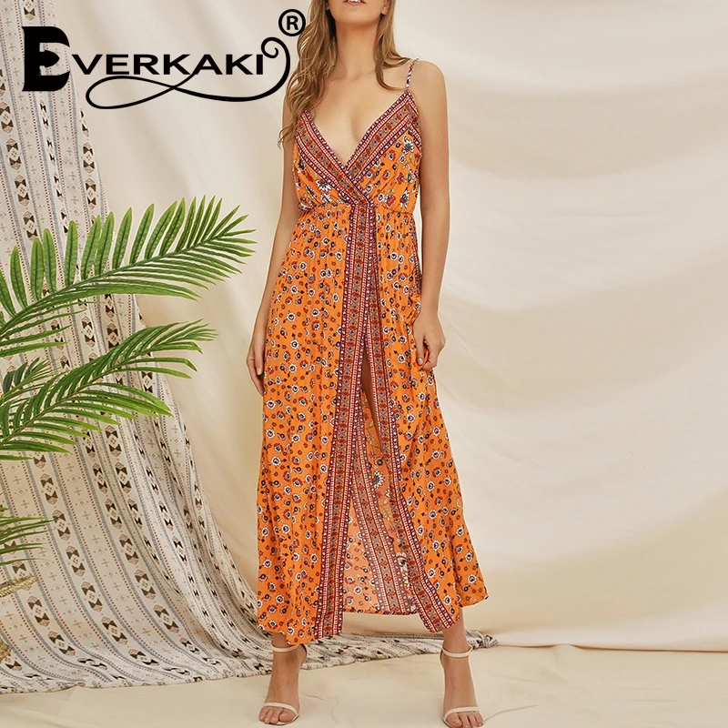 Everkaki/2019 сексуальное летнее женское платье комбинация с v образным вырезом
