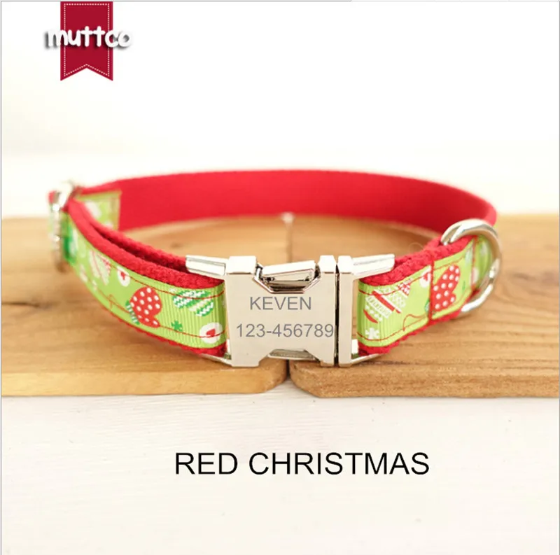 Красный Рождественский ошейник для собаки с гравировкой на заказ щенка IDTag