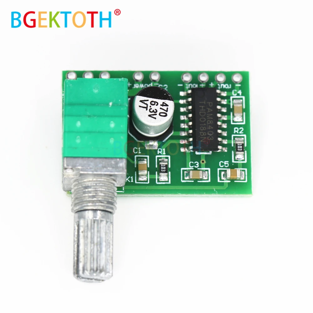 Mini PAM8403 DC 5 В 2 канальный USB цифровой аудио усилитель плата модуль 2*3 Вт регулятор