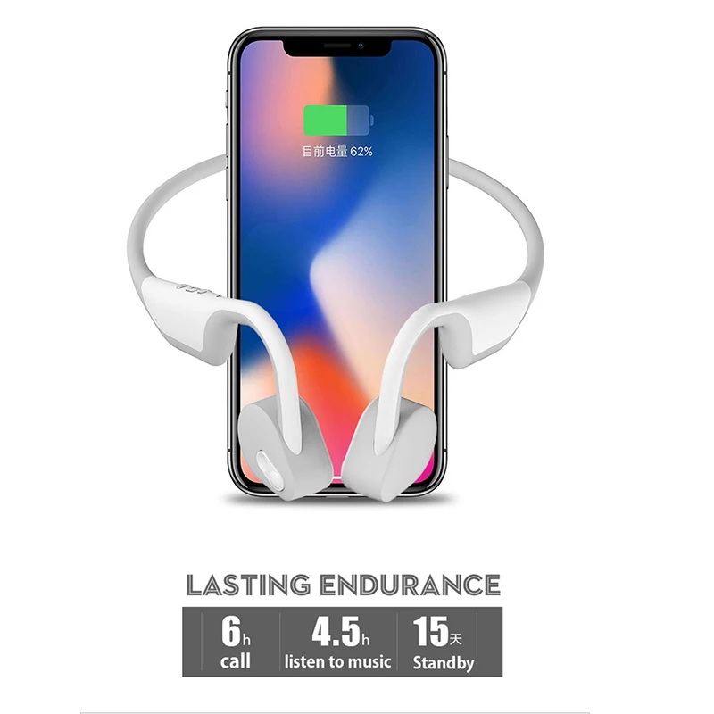 New Technology Bone Conduction Headset Wireless Bluetooth Headphones Waterproof Lightweight Wireless Earphones For iPhone X