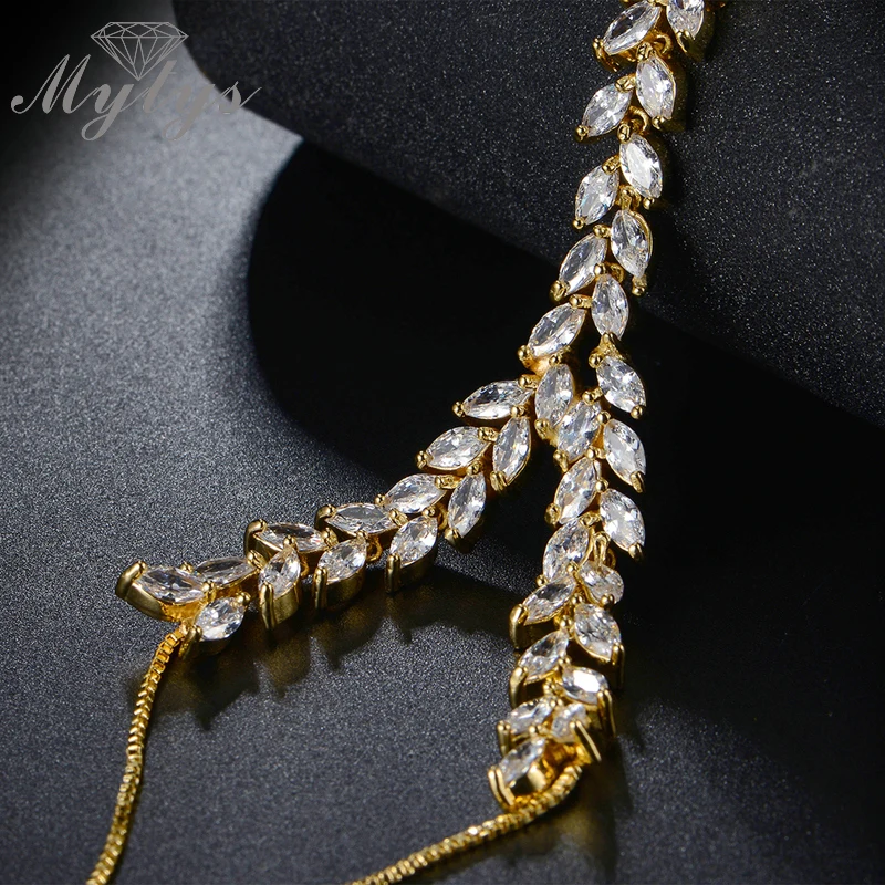 Mytys GP высококачественный циркониевый зубчатый браслет с дизайном листьев