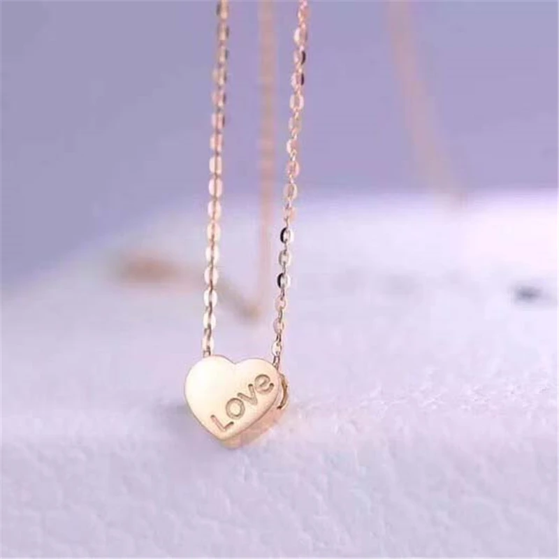 

Aazuo 18K Rose Gold (Au750) Lovely Heart & Letter Love Mini Free Pendent Necklace For Women Engagement Wedding