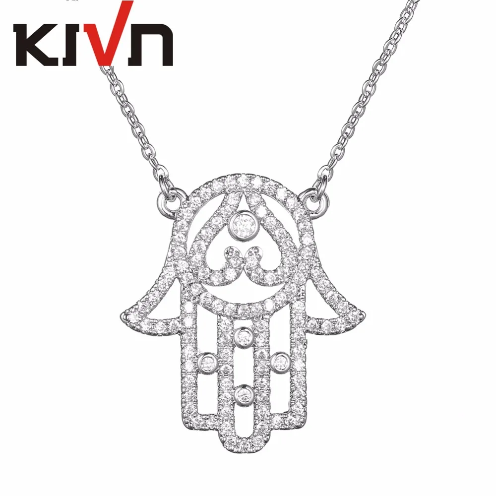 Модные ювелирные изделия KIVN сверкающие Подвески в виде хамса с фианитами ручной
