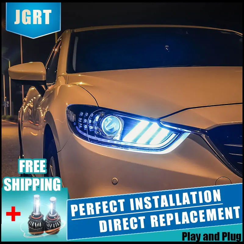 2 шт. светодиодный головной светильник s для Mazda 6 2014 2015 Автомобильный с двойной