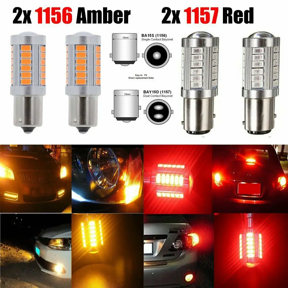 4 шт. Автомобильные светодиодные лампы 1157 BAY15D 1156 BA15S P21W 33 задние тормозные Авто 5730