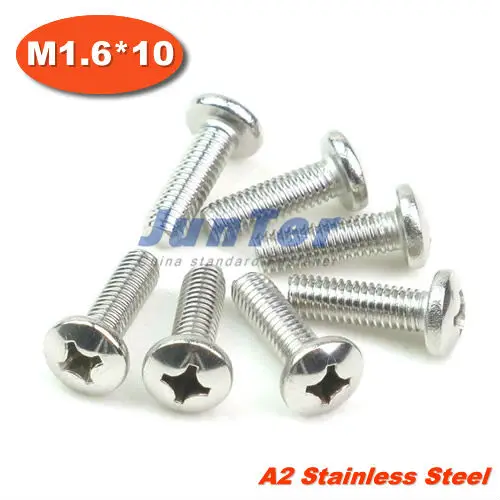 

1000pcs/lot DIN7985 M1.6*10 Stainless Steel A2 Pan Head Phillips (Cross recessed pan head) Screw