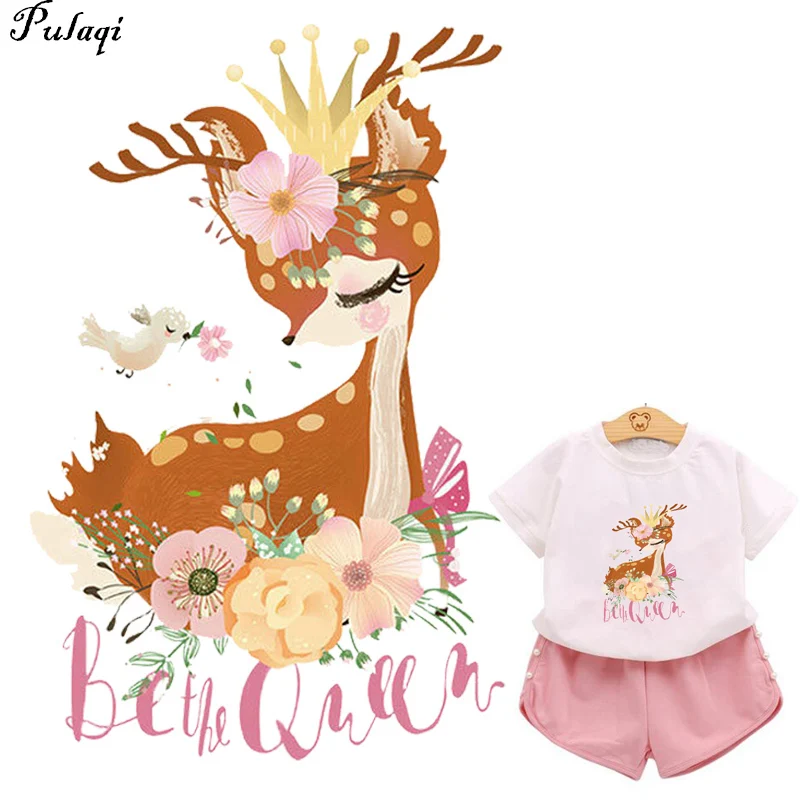 Pulaqi с героями мультфильмов принт эльфы олень передачи Pathes тепло для печати на