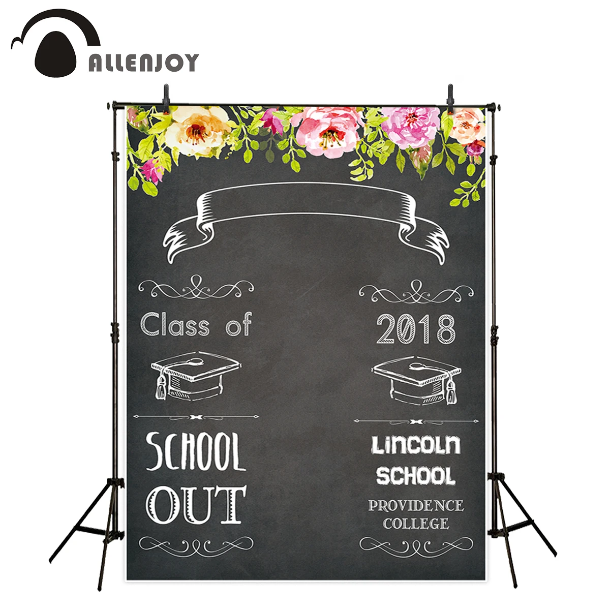 

Allenjoy backdrop for photographic studio Blackboard Bachelor cap graduation celebration theme background customize photocall