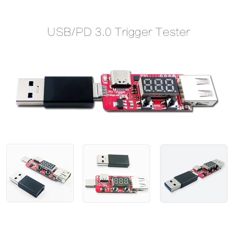 add Type-c adapter PD quick charge trigger цифровой измеритель напряжения тока Амперметр кулонометр зарядное устройство мобильный источник питания тип-c usb тестер детектор - Цвет: add Type-c adapter
