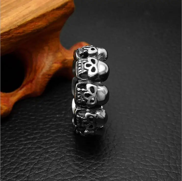 $7.25 Titanium Стали Черепа/Скелет Серебряный Мужчины Палец Кольцо Пары Обручальные