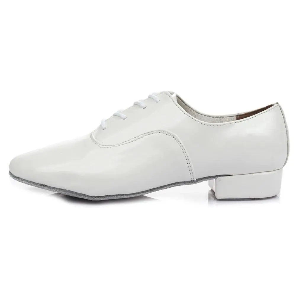 White Новое поступление, размеры 39-45, профессиональная танцевальная обувь для латинских танцев для мужчин, детей, взрослых, танцевальная обувь для мужчин, домашняя танцевальная обувь, WZSP703, низкий каблук - Цвет: White