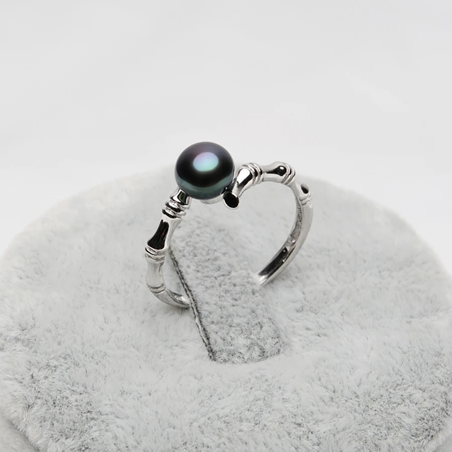 Женское кольцо из серебра 100% пробы с бамбуковым покрытием 6-7 мм | Украшения и