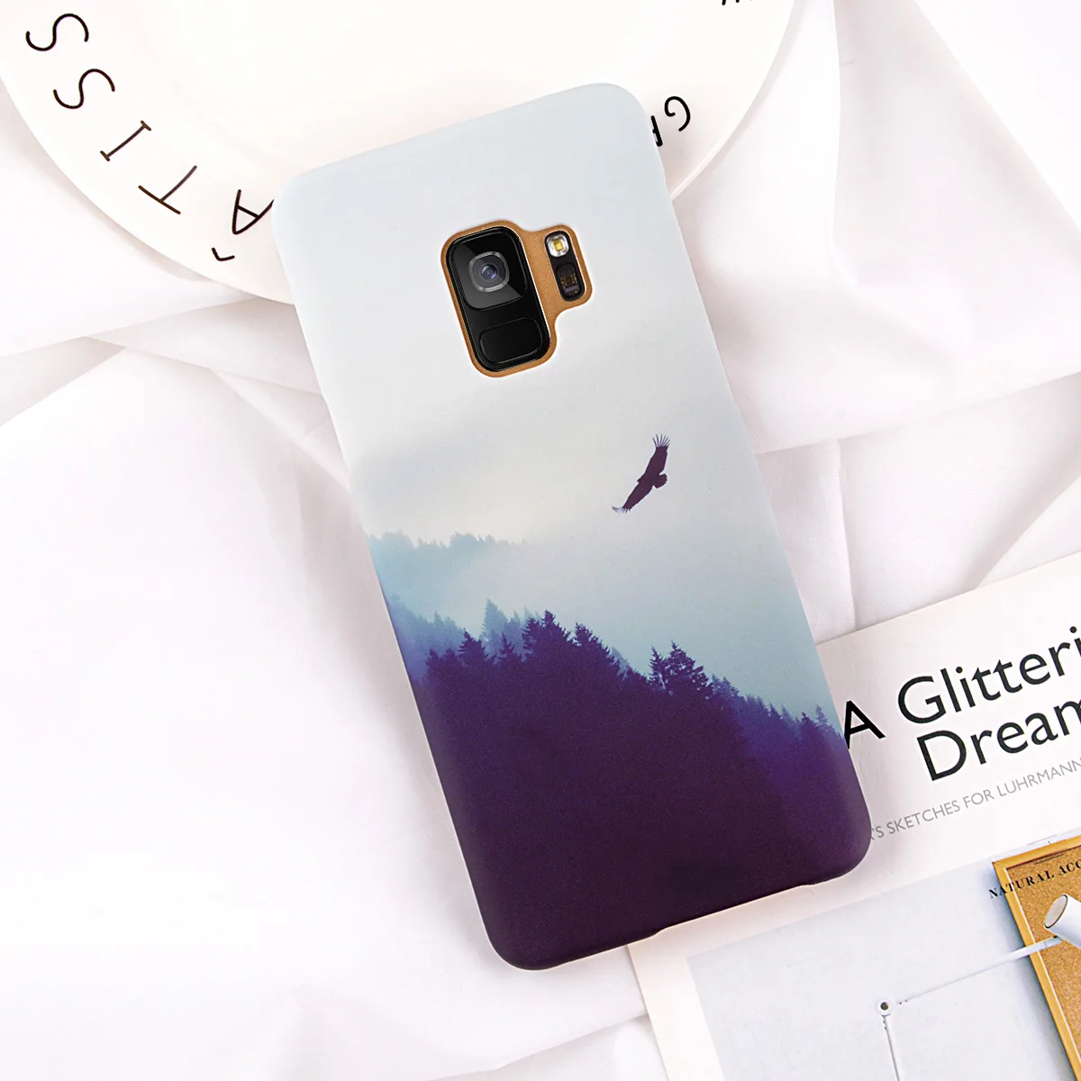 T5 Lovebay чехол для телефона для samsung Galaxy Note 8 9 S8 S9 Plus горный пик лес пейзаж Жесткий PC задняя крышка чехол s для S7 Edge - Цвет: T5