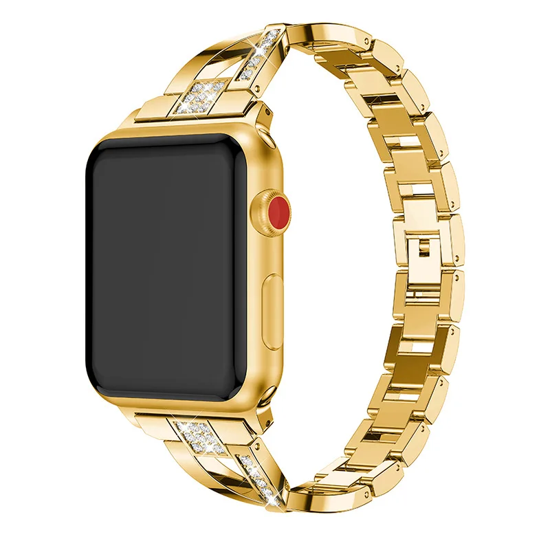 Женский ремешок для часов Apple Watch 38 мм/42 мм/40 мм/44 мм бриллиантовый из нержавеющей