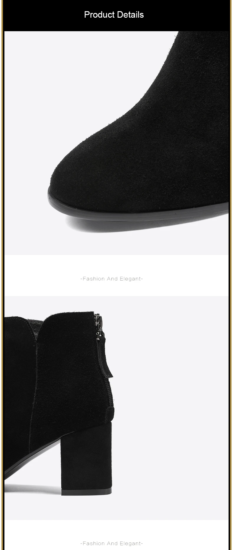 Ankle Boots for Women New Boots Women Leather Zipper 7cm