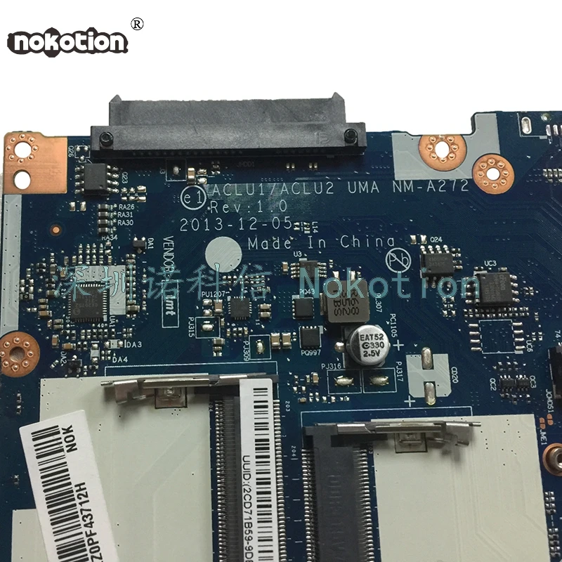 NOKOTION ACLU1 ACLU2 UMA NM-A272 для lenovo G50-70 материнская плата ноутбука SR1E8 3558U DDR3L | Компьютеры и