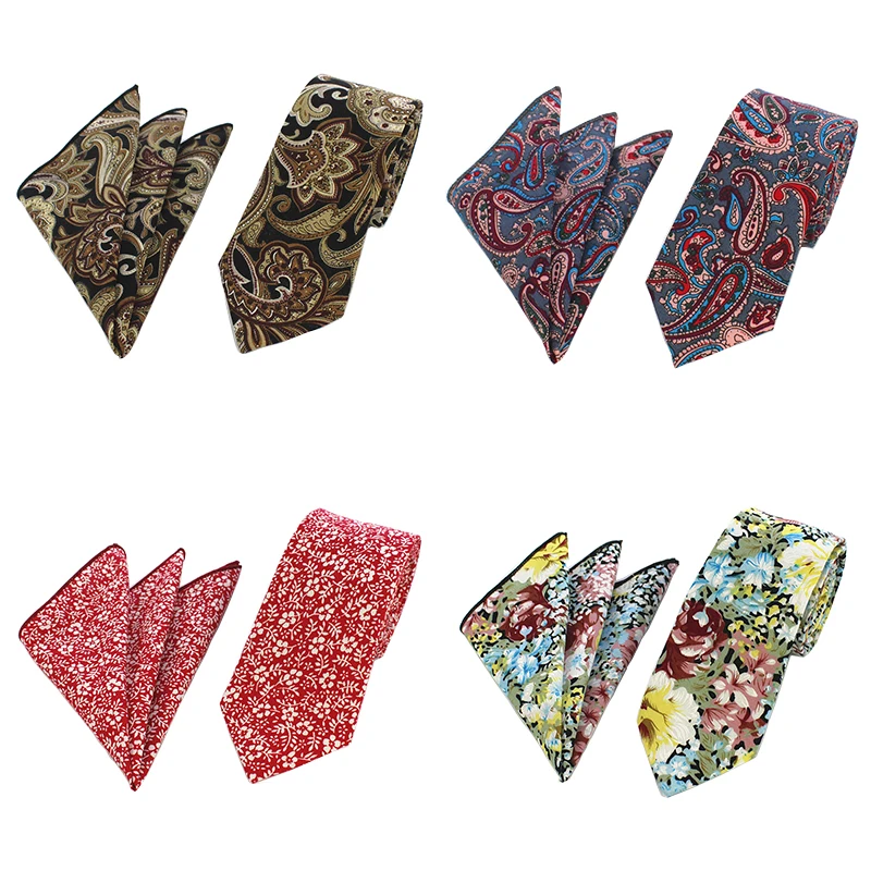 Комплект из 2 предметов RBOCOTT повседневные хлопковые галстуки и платок с цветочным