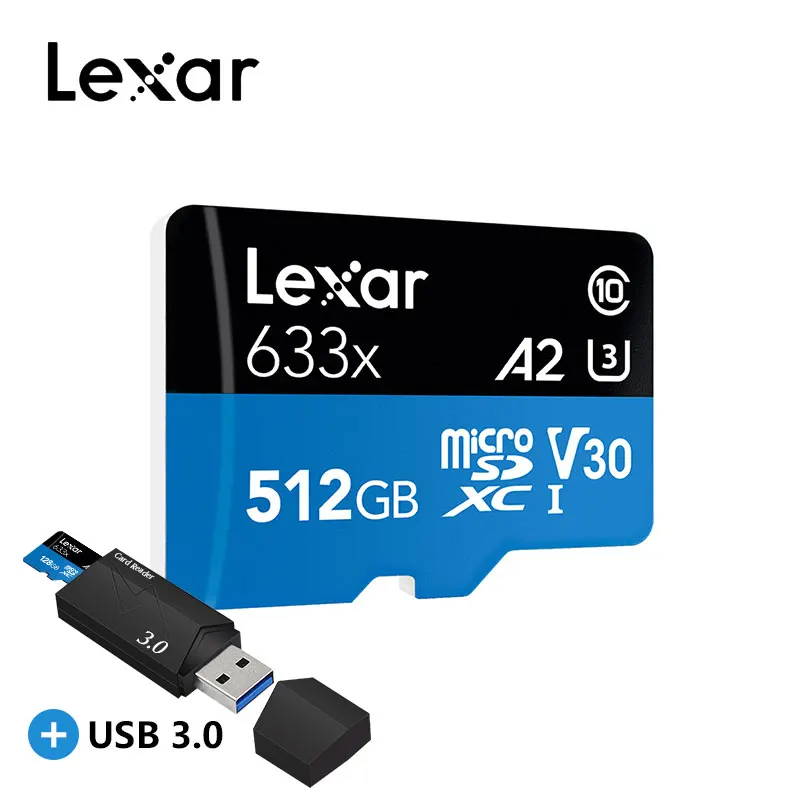Lexar micro sd карта 633x UHS-I карта памяти 512 ГБ популярная micro sd карта для смартфона/камеры высокая скорость/качество с usb3.0 подарок