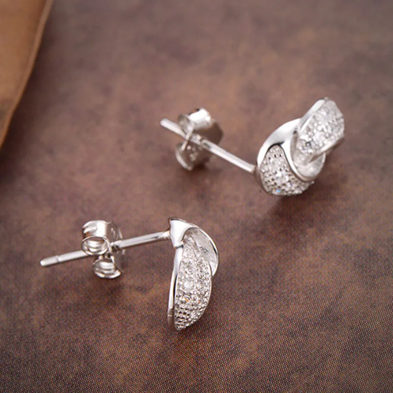 Высокое качество AAA кубический цирконий Кристалл Bijoux S90 Серебряный Лариат двойной круг серьги гвоздики для дизайнерских женщин девушка подарок на вечеринку